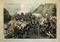 Karta Pocztowa - Bitwa nad Kaczawą 25 VIII 1813 roku - miedzioryt barwny A. Bartscha (1757 - 1821), wg. rys. J. A. Kleina